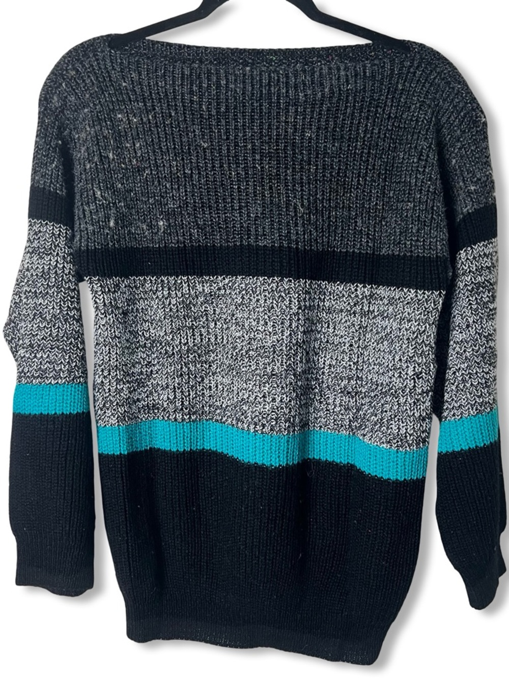 VTG 80s Adele Knitwear Women’s Colorblock Stripe Pullover Sweater Made USA Sz. M